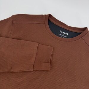 NEW 01 ALGO Long Sleeve Thermal Shirt Mens Large Brown Performance Stretch